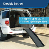 Happy Ride™ Folding Dog Ramp, 62 Inch! Although light, the strong, durable folding ramp can support four-legged friends up to 150 pounds! Retails $150+