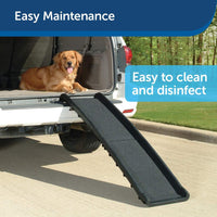 Happy Ride™ Folding Dog Ramp, 62 Inch! Although light, the strong, durable folding ramp can support four-legged friends up to 150 pounds! Retails $150+
