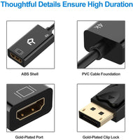 New in box! Rankie DisplayPort (DP) to HDMI Adapter, 4K Resolution Converter with Audio, Black