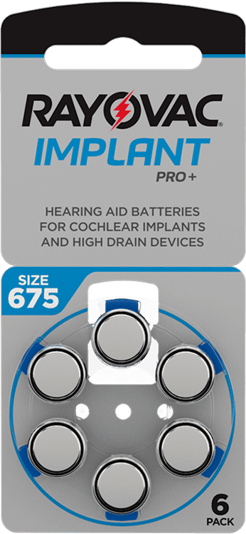 New Implant Pro + Rayovac Plus Cochlear Implant Batteries, 6 Pack