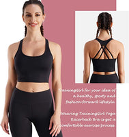 New Ursexyly Strappy Sports Bra for Women Cross Back Longline Padded Yoga Crop Tops Medium Support Wirefree Workout Running Bra, Black, Sz XXL!