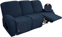 New JIVINER 8-Piece Recliner Sofa Cover Stretch Jacquard for 3 Seater Recliner Sofa, Navy Blue! Retails $125+