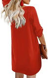 Brand new Ailunsnika Women's V Neck Button Down Tunic Dress A Line Roll up Tab Sleeve Casual Mini Dress! Sz XL, Red!