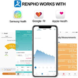 New RENPHO Bluetooth Body Fat Scale Weight Bathroom Smart Digital Scale USB Rechargeable with Smartphone App, Body Composition Monitor for Body Fat, BMI, Bone Mass, Weight, 396 lbs Black