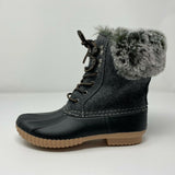 Brand new Report Ursela Black & Grey Lace Up Ultra Soft Faux Fur Duck Boots Women's Size 7.5! would fit youth size 5.5 as well! Retails $93+