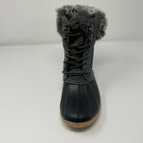 Brand new Report Ursela Black & Grey Lace Up Ultra Soft Faux Fur Duck Boots Women's Size 6.5! Would Fit Youth Size 4.5! Retails $93+