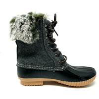 Brand new Report Ursela Black & Grey Lace Up Ultra Soft Faux Fur Duck Boots Women's Size 10! Retails $93+