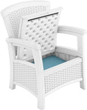 Amazing Suncast Elements Resin Wicker Design Club Chair with Storage, White! Use Indoors or Out! Easy Assembly! Retails $449+