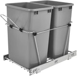 New Rev-A-Shelf RV-18KD-17C S Double 35 Quart Pullout Waste Containers, Grey! Retails 263+