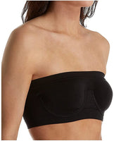 New Ahh By Rhonda Shear Womens Angel Seamless Underwire Bandeau Bra in Black, Sz L!