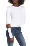 BP. Ribbed Long Sleeve Tee In White, A stretchy rib-knit design perfects the figure-flaunting fit of this lithe, long-sleeve tee. Sizing: Runs small; order one size up. Sz Large! Retails $45+