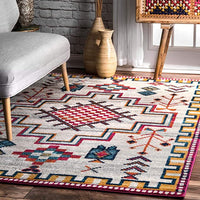 New nuLOOM Richelle Tribal Medallion Area Rug, 3' x 5', Silver! Made in Turkey!