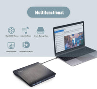 New Rioddas External CD Drive, USB 3.0 Portable CD/DVD +/-RW Drive Slim DVD/CD ROM Rewriter Burner Superdrive High Speed Data Transfer for Laptop Desktop PC Windows Linux OS Apple Mac