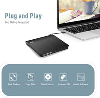 New Rioddas External CD Drive, USB 3.0 Portable CD/DVD +/-RW Drive Slim DVD/CD ROM Rewriter Burner Superdrive High Speed Data Transfer for Laptop Desktop PC Windows Linux OS Apple Mac