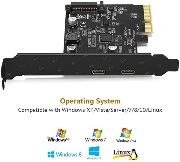 New in box! Rivo PCI-E to USB 3.1 PCI Express Card Dual Type C