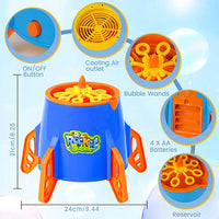 New Lynkktoy Bubble Machine, Automatic Rocket Bubble Maker Blower 2500+ Bubbles Per Minute Bubble Toy for Kids Outdoor Party Blue