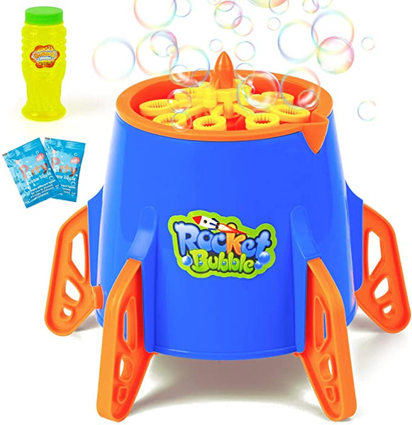 New Lynkktoy Bubble Machine, Automatic Rocket Bubble Maker Blower 2500+ Bubbles Per Minute Bubble Toy for Kids Outdoor Party Blue