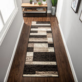 New Superior Modern Rockwood Collection Area Rug, Chocolate, 2'7" x 8' Runner