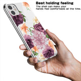 iPhone 11 6.1 inch Case,Spevert Floral Pattern Clear Design Transparent Hard Slim Case with TPU Bumper Protective Case Cover Compatible for iPhone 11 6.1 inch 2019 Released (Purple Rose)