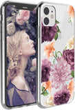 iPhone 11 6.1 inch Case,Spevert Floral Pattern Clear Design Transparent Hard Slim Case with TPU Bumper Protective Case Cover Compatible for iPhone 11 6.1 inch 2019 Released (Purple Rose)