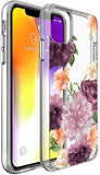 iPhone 11 6.1 inch Case,Spevert Floral Pattern Clear Design Transparent Hard Slim Case with TPU Bumper Protective Case Cover Compatible for iPhone 11 6.1 inch 2019 Released (Purple Rose)