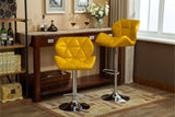 Roundhill Furniture Glasgow Contemporary Tufted Adjustable Height Hydraulic Bar Stools, Set of 2, Yellow! Retails $233 W/Tax!