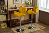 Roundhill Furniture Glasgow Contemporary Tufted Adjustable Height Hydraulic Bar Stools, Set of 2, Yellow! Retails $233 W/Tax!