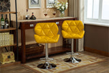 Roundhill Furniture Glasgow Contemporary Tufted Adjustable Height Hydraulic Bar Stools, Set of 2, Yellow! Retails $233 W/Tax!