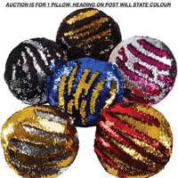 Brand new 14 Inch round Magic Mermaid (Purple/Silver) sequins pillow, plush soft backing! 1 PILLOW (PURPLE/SILVER)