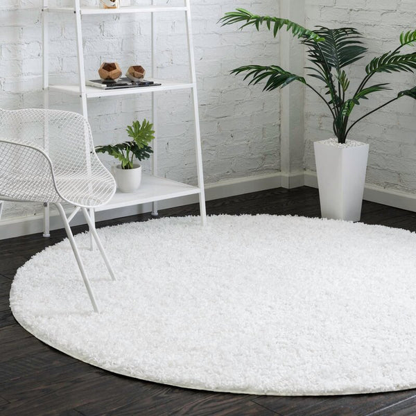New Wayfair 3 Foot Round Snow White Solid Shag Area Rug! Made in Turkey!