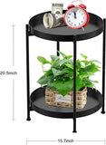 New Round Side Table,Black Metal 2 Tier Tray Metal End Table for Sofa Living Room Tea Table Small Spaces! Retails $71+