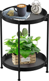 New Round Side Table,Black Metal 2 Tier Tray Metal End Table for Sofa Living Room Tea Table Small Spaces! Retails $71+