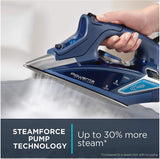 New in box! Rowenta DW9280 Smart Digital Display Steam Iron, Stainless Steel Soleplate, 1800-Watt, 400-Hole with vertical steam function for linens, clothes, Blue! Retails $178+