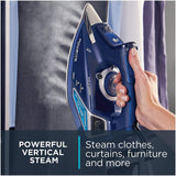 New in box! Rowenta DW9280 Smart Digital Display Steam Iron, Stainless Steel Soleplate, 1800-Watt, 400-Hole with vertical steam function for linens, clothes, Blue! Retails $178+