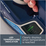 New in box! Rowenta DW9280 Smart Digital Display Steam Iron, Stainless Steel Soleplate, 1800-Watt, 400-Hole with vertical steam function for linens, clothes, Blue! Retails $178+