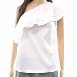 Chelsea28 Ruffle One Shoulder Top in White, Sz S! Retails $80+