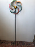 New 14 Inch Diameter Rustic Metal Wind Spinner Garden Stake! Stands 49 Inches High!