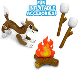 New in box! Little Tikes RV Camper Tent! Includes One (1) RV Tent, One (1) Inflatable campfire, One (1) Inflatable dog , One (2) Inflatable marshmallow roasting sticks.