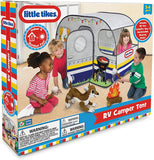 New in box! Little Tikes RV Camper Tent! Includes One (1) RV Tent, One (1) Inflatable campfire, One (1) Inflatable dog , One (2) Inflatable marshmallow roasting sticks.
