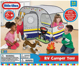 New in box! Little Tikes RV Camper Tent! Includes One (1) RV Tent, One (1) Inflatable campfire, One (1) Inflatable dog , One (2) Inflatable marshmallow roasting sticks.