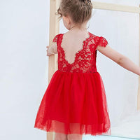New Rysly A-line Lace Back Tutu Tulle Flower Girl Dress Wedding Princess Party Gown, Sz 3-4 Yrs