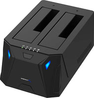 New Sabrent USB 3.0 to SATA I/II/III Dual Bay External Hard Drive Docking Station for 2.5 or 3.5in HDD, SSD with Hard Drive Duplicator/Cloner Function [10TB Support] (EC-HD2B)
