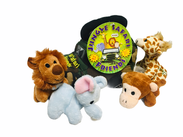 Brand new with tags! Aurora Jungle Safari Friends! Each animal makes a sound. Squeeze the animals to hear the sounds, Please Note: Giraffe & Lion do not make sound, Batteries can be replaced