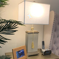 Radiating with Elegance! SAFAVIEH AMILIANA CREAM GLAZED 29.5-INCH H TASSEL LAMP! Retails $266 W/tax!