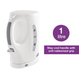 New no box, was store display! SALTON 1.0 L Cordless Electric Jug Kettle with stay cool handle, White!