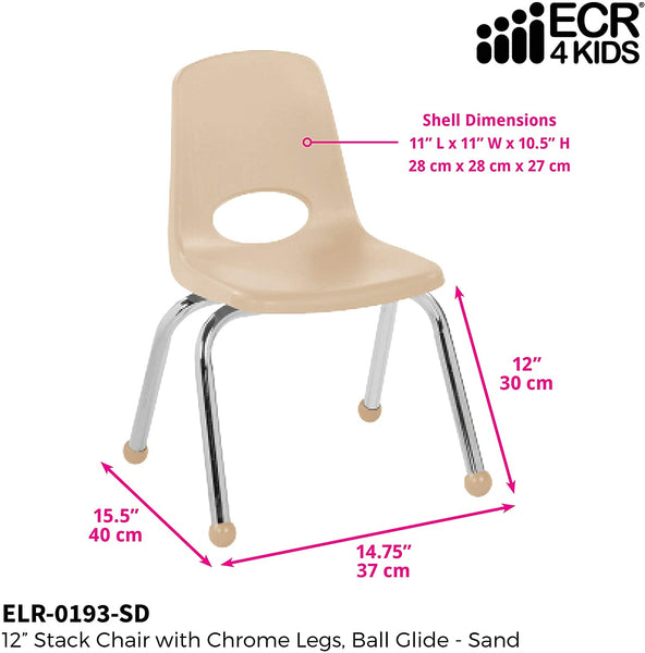 Brand new fully assembled set of 4 ECR4Kids School Stack Chair with Chrome Legs and Ball Glides, 12-Inch, colour is sand! Ages 3-5! Retails $330 W/tax/set of 4!