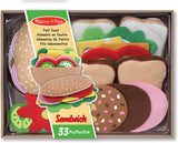 Melissa & Doug Felt Play Food Sandwich Set, Pretend Play, Easy to Clean, Includes Play Ideas, 33 Durable Pieces