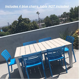 Brand new set of 4 Onfleek Stacking Patio Dining Chair by Hashtag Home in Blue! Retails $755 w/tax/set of 4!