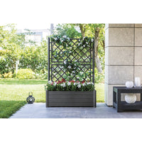 New Wayfair Sol 72 Outdoor Savannah Plastic Elevated Planter with Trellis in Anthracite Grey! Retails $240+