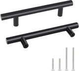 Nawgnail 10 Pack Stainless Steel Drawer Pulls for Kitchen Hardware, Matte Black Cabinet Handles, Hole Center 4 Inch Modern T Bar Pull for Cupboard Bathroom Dresser